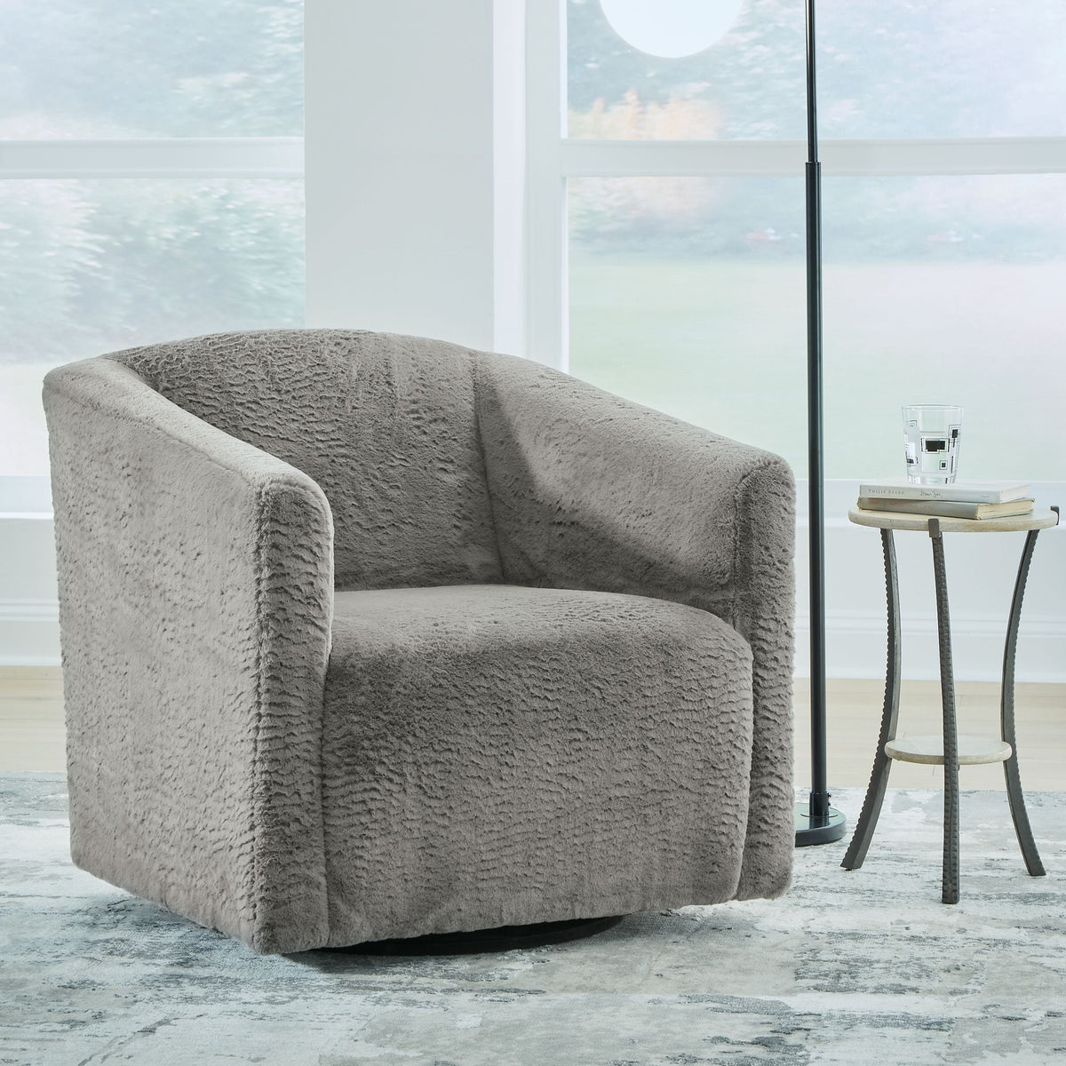 The SPRINT-R17 Bramner Luxe Faux-Fur Studio Swivel Chair