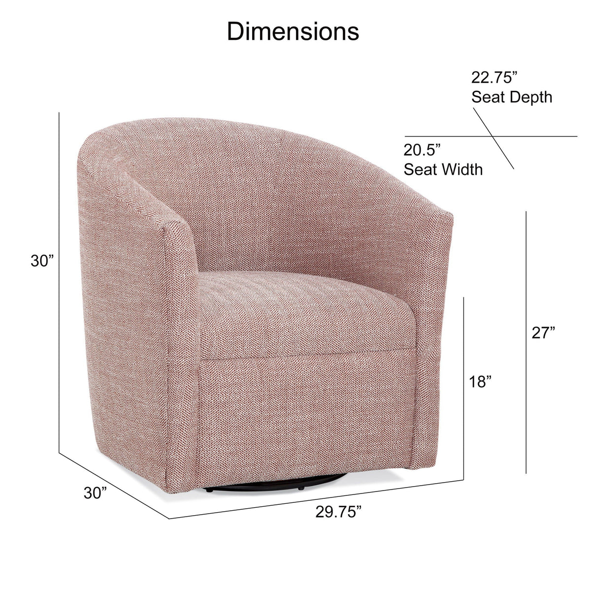 The SPRINT-R8 Lainey Herringbone Barrel Studio Swivel Chair