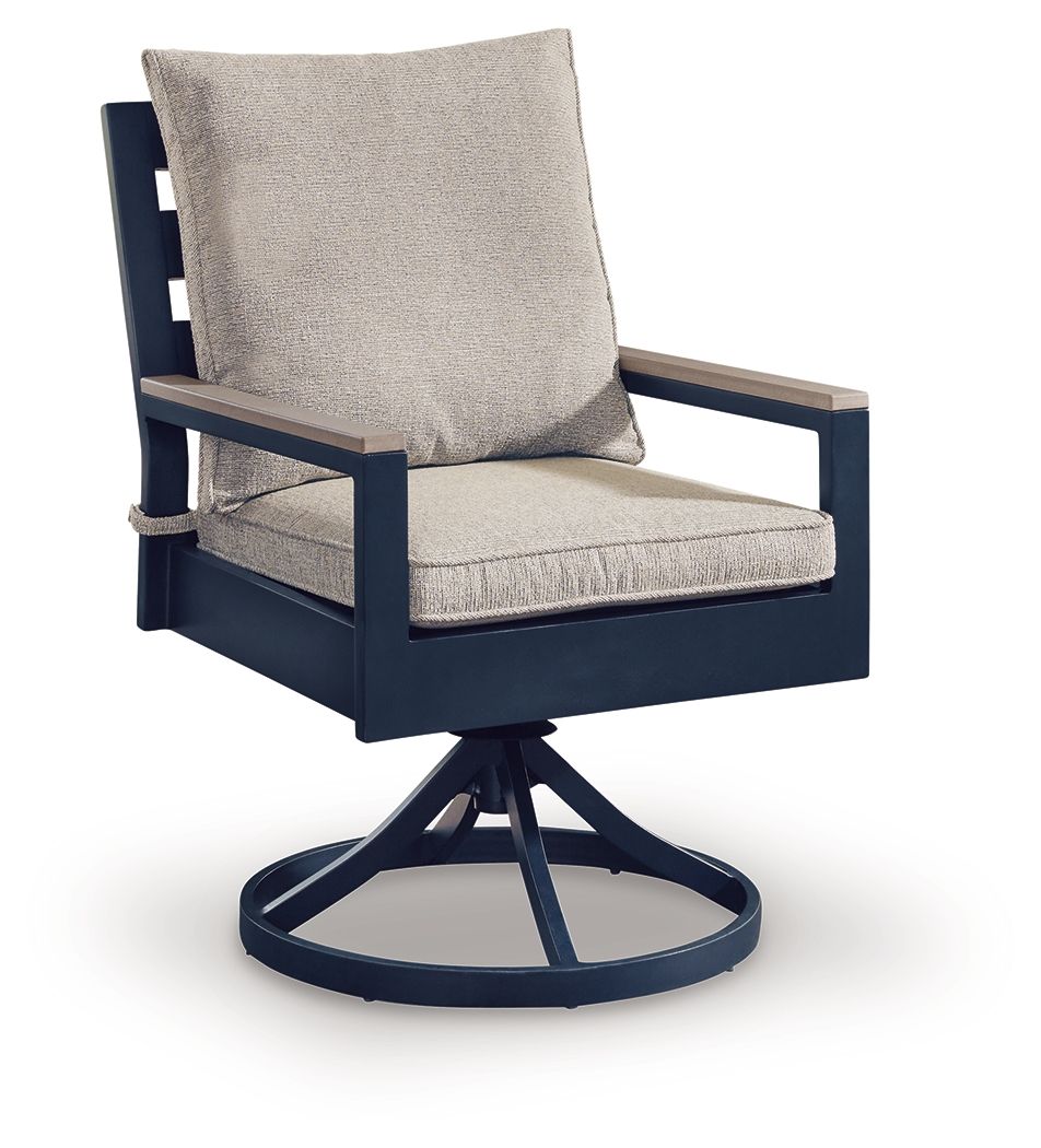 East Beach - Swivel Chair With Cushion (Set of 2) - Blue