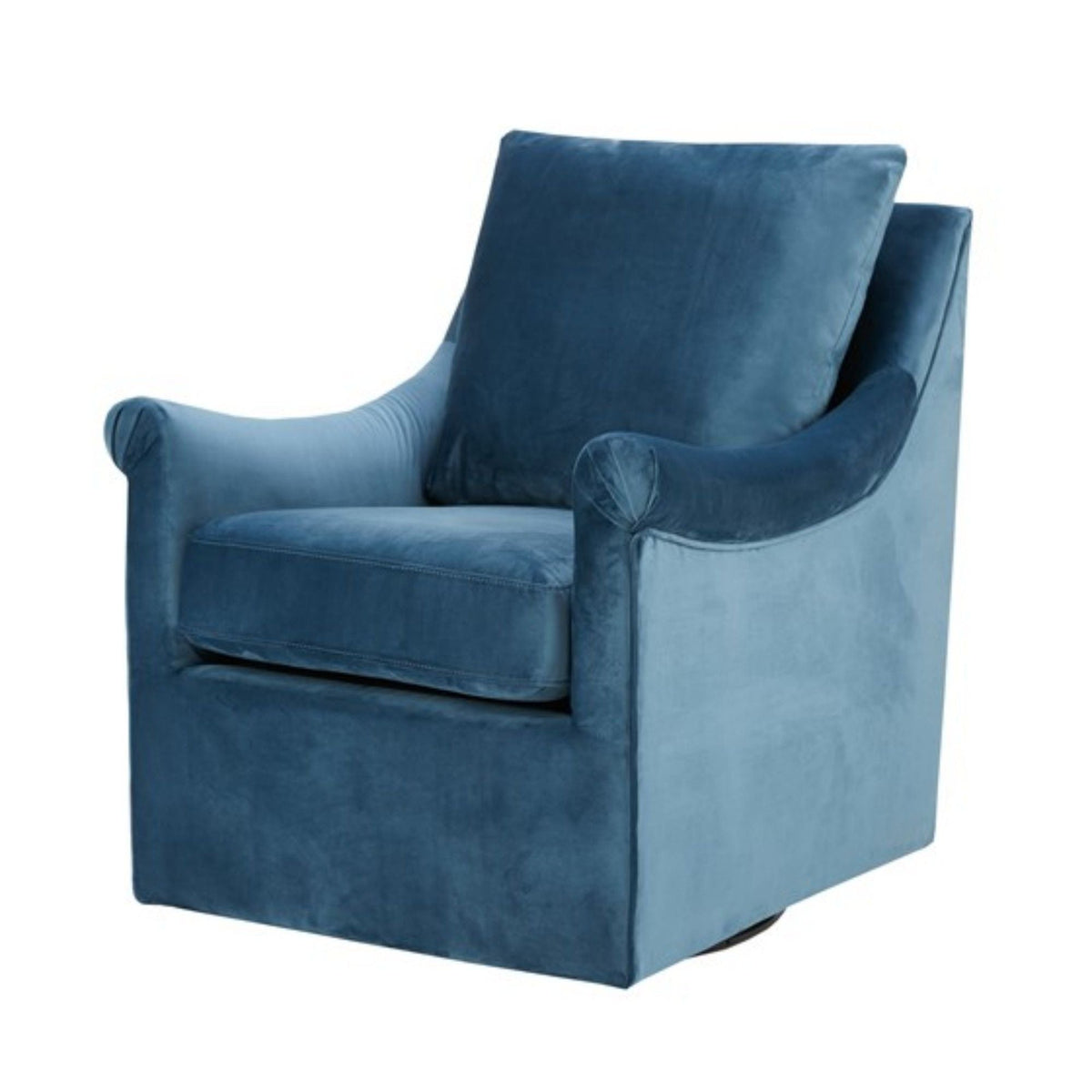 The SPRINT-R18 Curved-Arm Blue Velvet Studio Swivel Chair