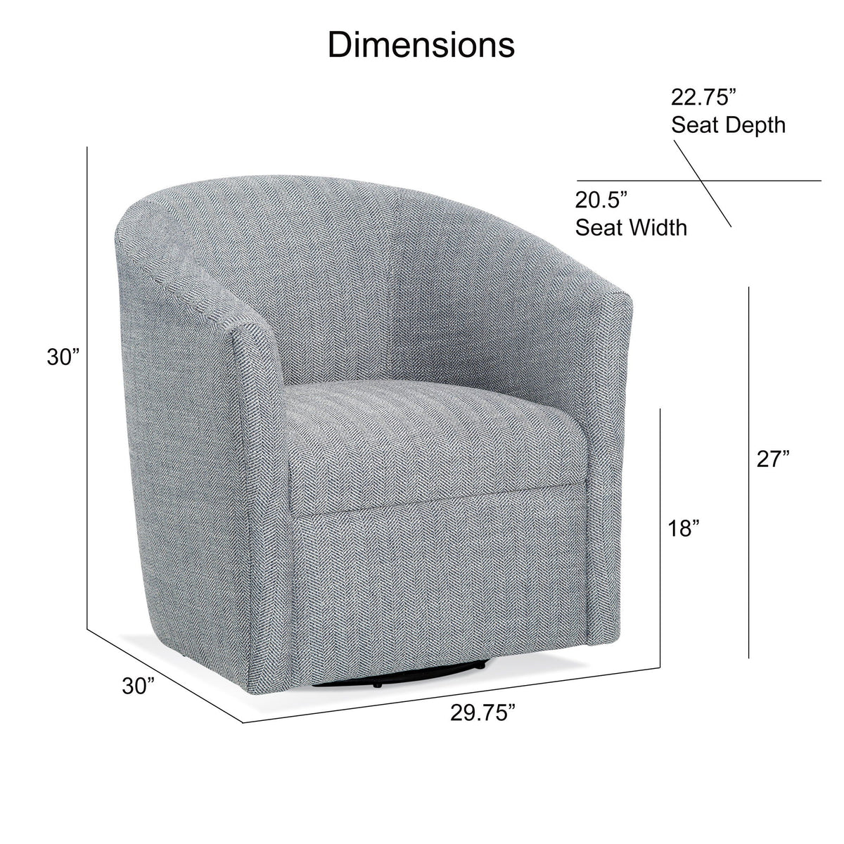 The SPRINT-R8 Lainey Herringbone Barrel Studio Swivel Chair