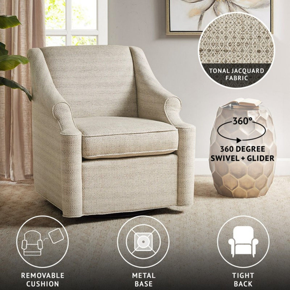 The SPRINT-R12 Justin Jacquard Swivel Glider Studio Chair
