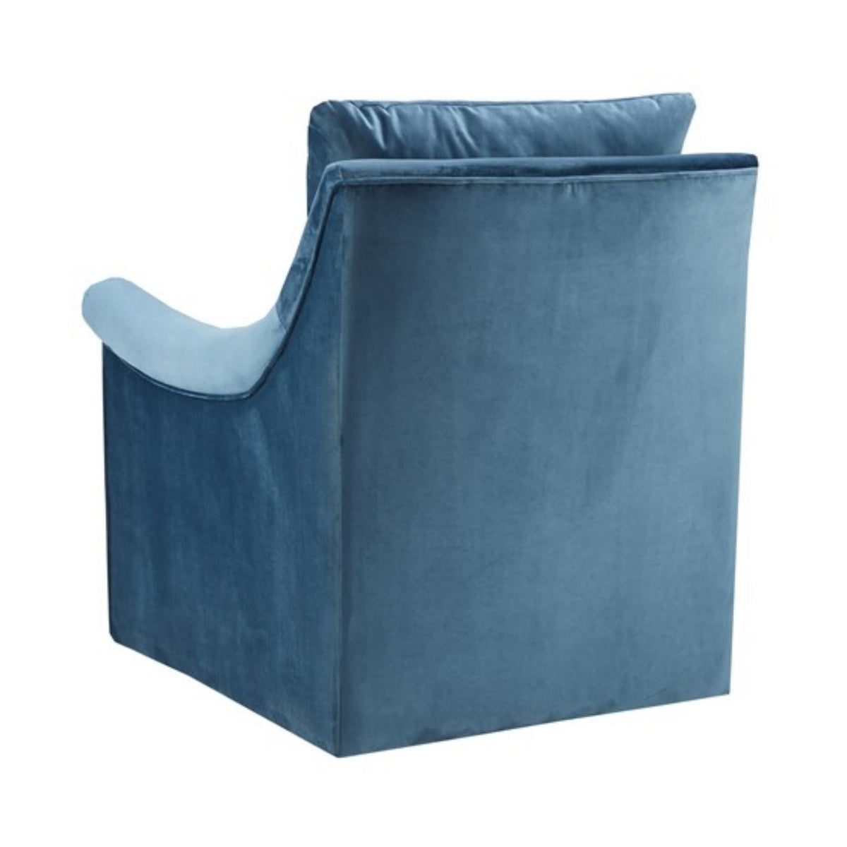 The SPRINT-R18 Curved-Arm Blue Velvet Studio Swivel Chair