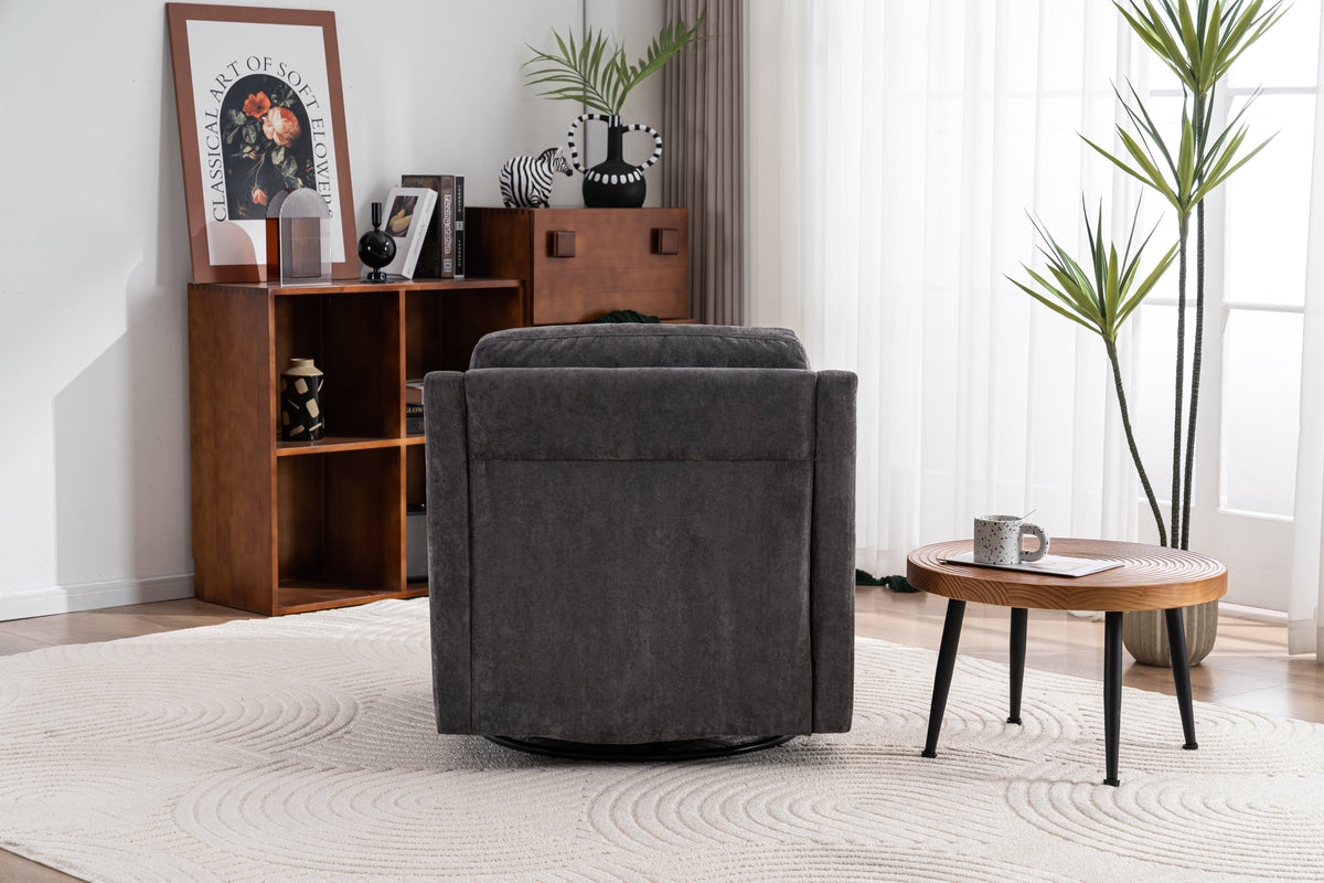 Large swivel chair, soft cushion armchair, modern chair, skin friendly gradient linen fabric, comfortable sitting gray