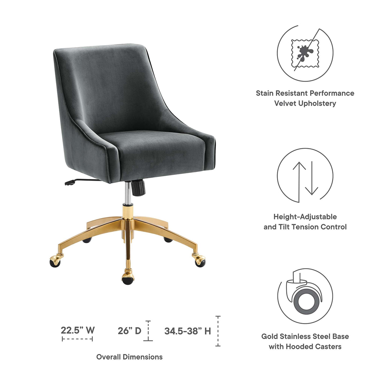 The SPRINT-E10 Discern Performance Velvet Studio Swivel Chair