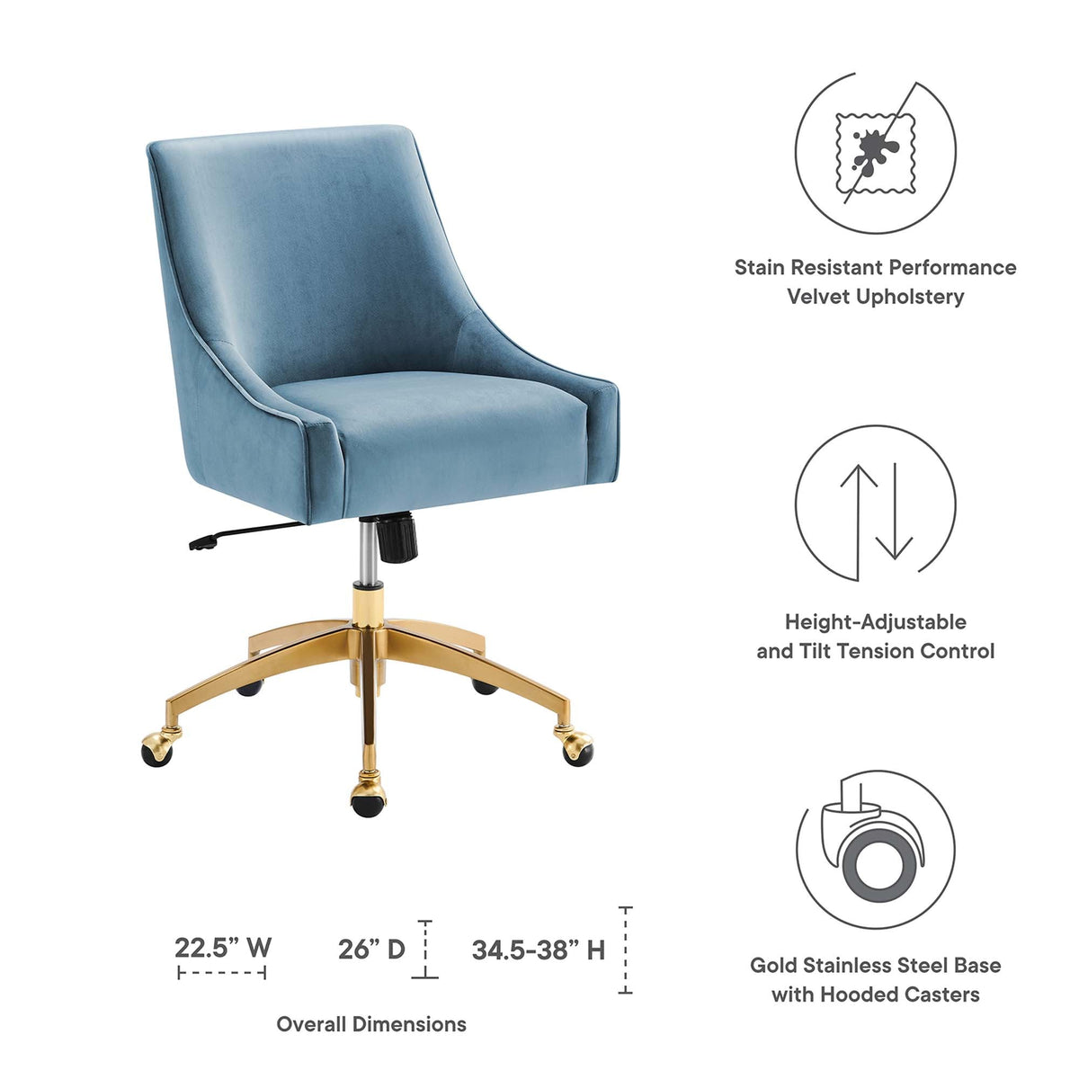 The SPRINT-E10 Discern Performance Velvet Studio Swivel Chair