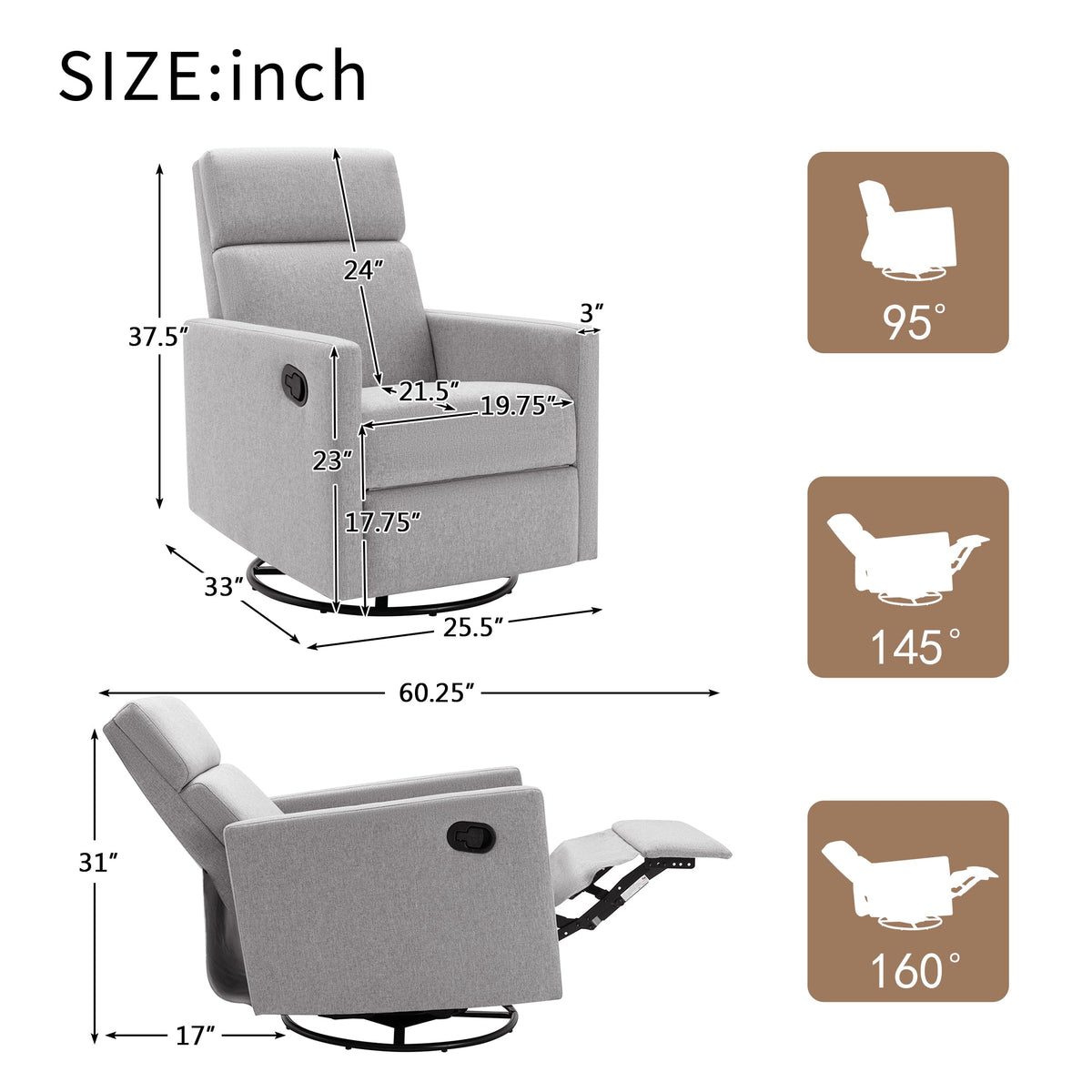 The SPRINT-R5 Multi-Function Glider & Recline Studio Swivel Chair