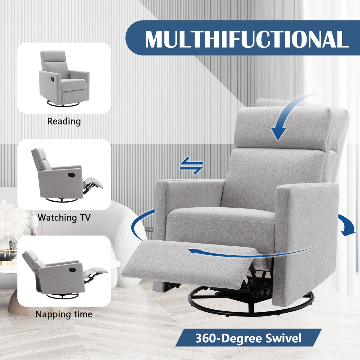 The SPRINT-R5 Multi-Function Glider & Recline Studio Swivel Chair
