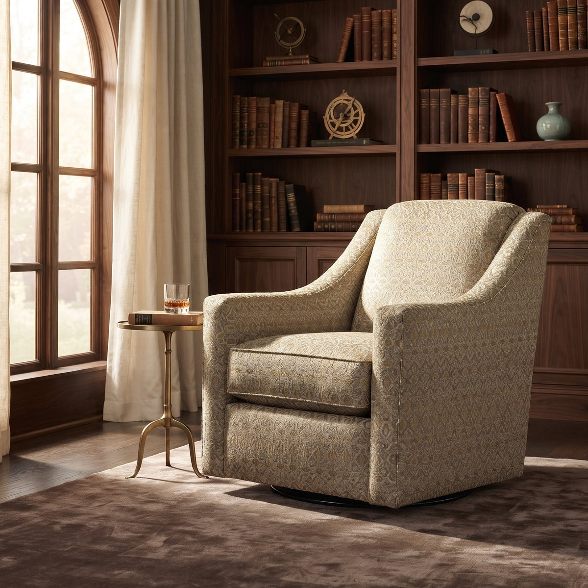 Hyde Park - Fabric Swivel Chair - Beige