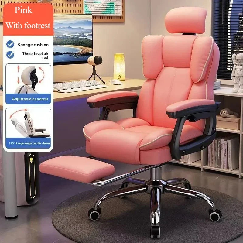 Computer Chair Reclining Comfortable Sedentary Gaming Chair Backrest Sofa Chair Desk Dormitory Live Study Swivel Chair Furniture