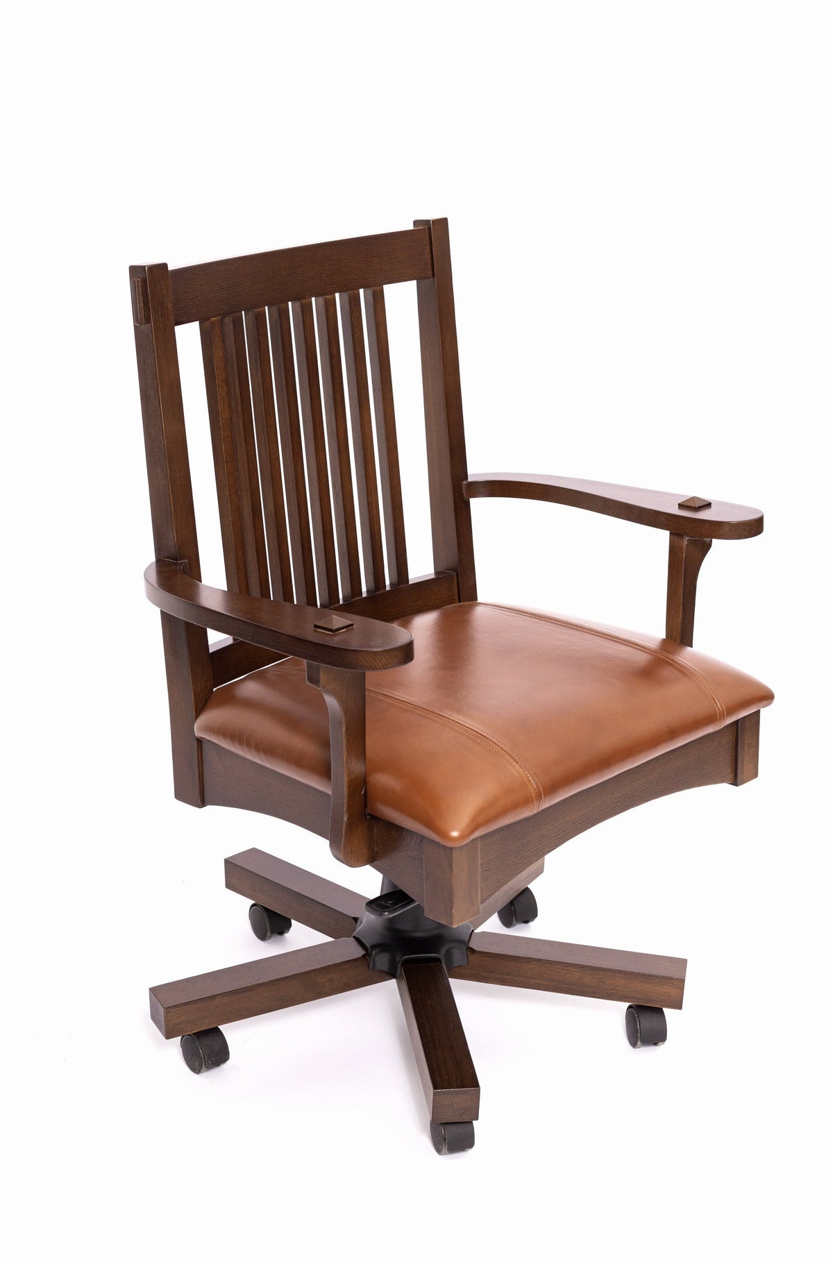 The SPRINT-E13 Arts & Crafts Mission Solid Oak Swivel Chair