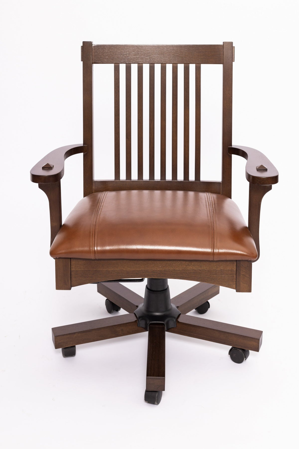 The SPRINT-E13 Arts & Crafts Mission Solid Oak Swivel Chair
