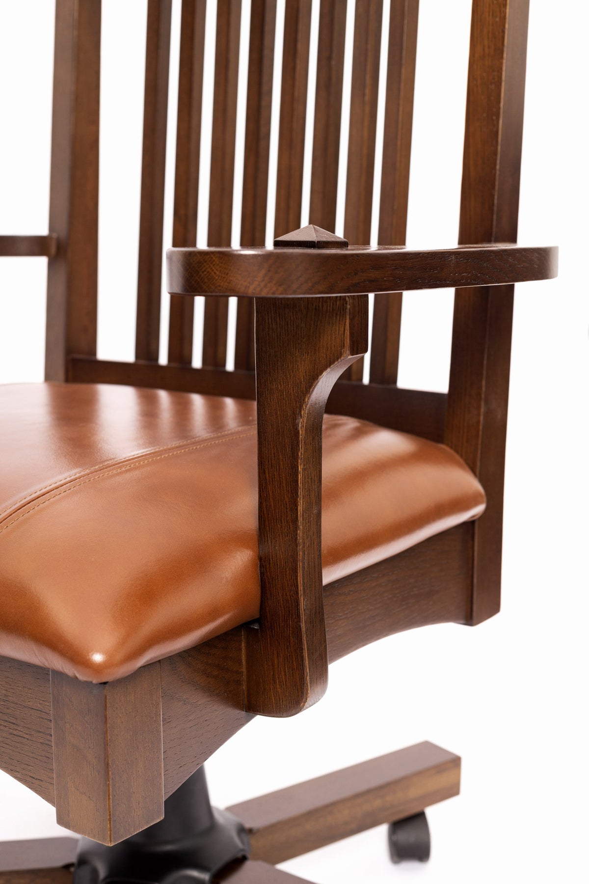 The SPRINT-E13 Arts & Crafts Mission Solid Oak Swivel Chair