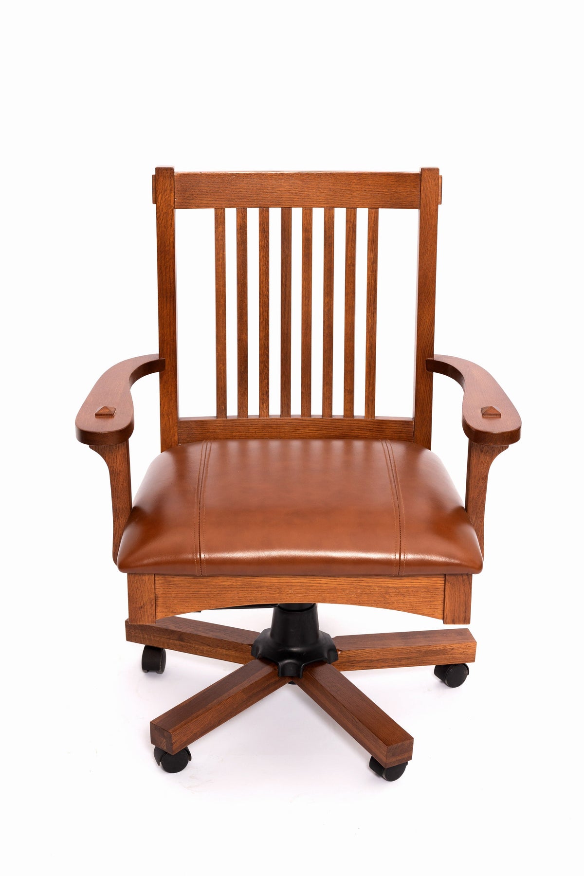 The SPRINT-E13 Arts & Crafts Mission Solid Oak Swivel Chair