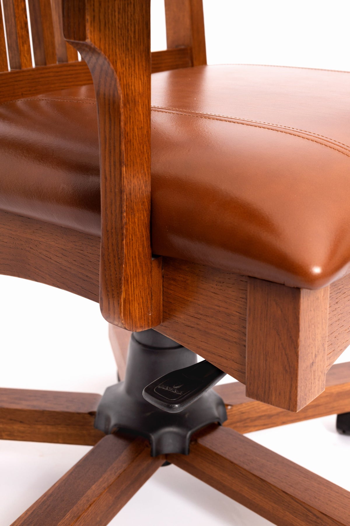 The SPRINT-E13 Arts & Crafts Mission Solid Oak Swivel Chair