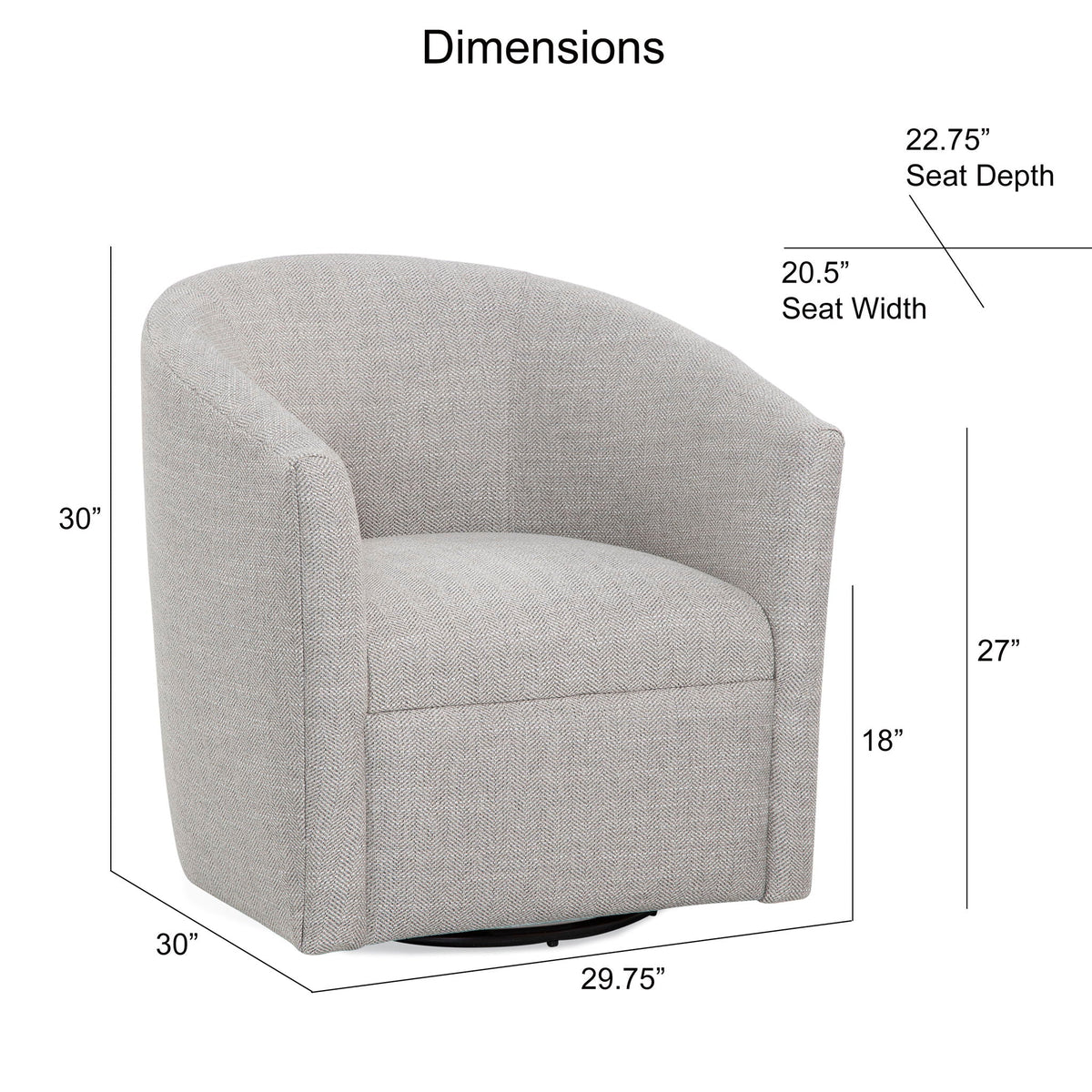 The SPRINT-R8 Lainey Herringbone Barrel Studio Swivel Chair