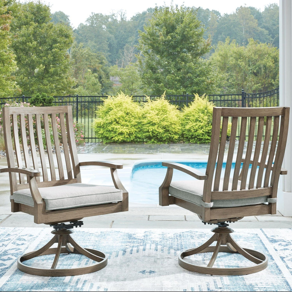 Rainier Ranch - Swivel Chair With Cushion (Set of 2) - Brown / Beige