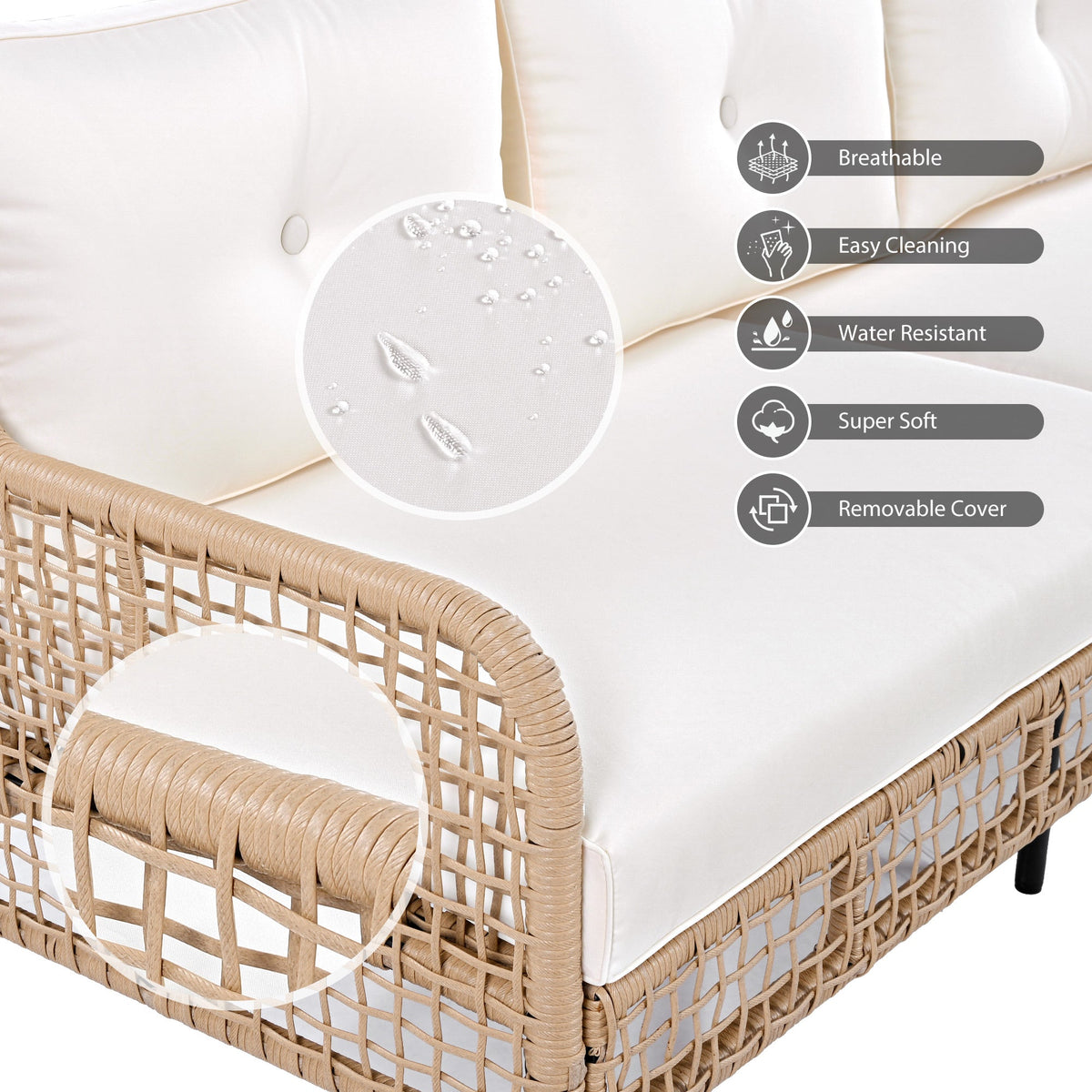 4 Pieces Patio Furniture Set with Swivel Chairs